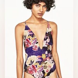 Zara Purple Floral Swimsuit